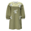 Spring Summer Green and White Striped Dress | Women's Round Neck Long Sleeve Loose Casual Dress