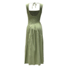 Square Neck Backless Dress | Women's Pleated Waist Slimming Solid Green Suspender Dress