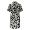 Black and White Cow Print Shirt Dress | Women's Short Sleeve Chic Casual Dress
