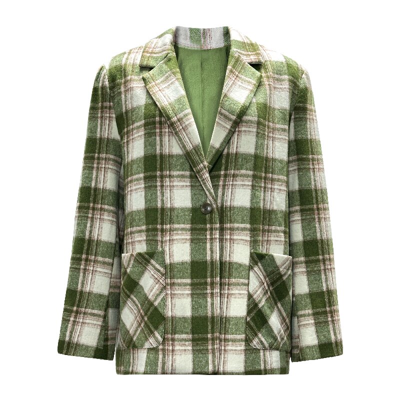 Vintage Plaid Blazer | Women's High-End Loose Fit Casual Jacket